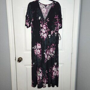 Torrid Midi Studio Faux Wrap with Rouched Dress- Size: 1 (14W/16W) Price is Firm